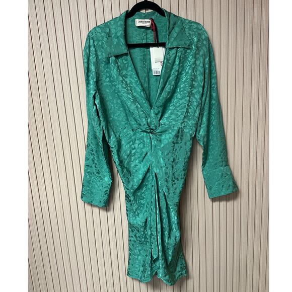 Zadig & Voltaire Rozo Leopard Jacquard Silk Dress Irish Women’s Size L - Picture 2 of 10